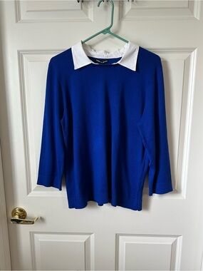 Cable & Gauge Royal Blue Mock Collar 3/4 Sleeve Sweater Size XL
